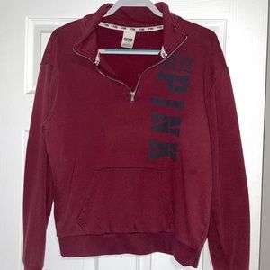 PINK Maroon Quarter Zip Pull Over Sweatshirt